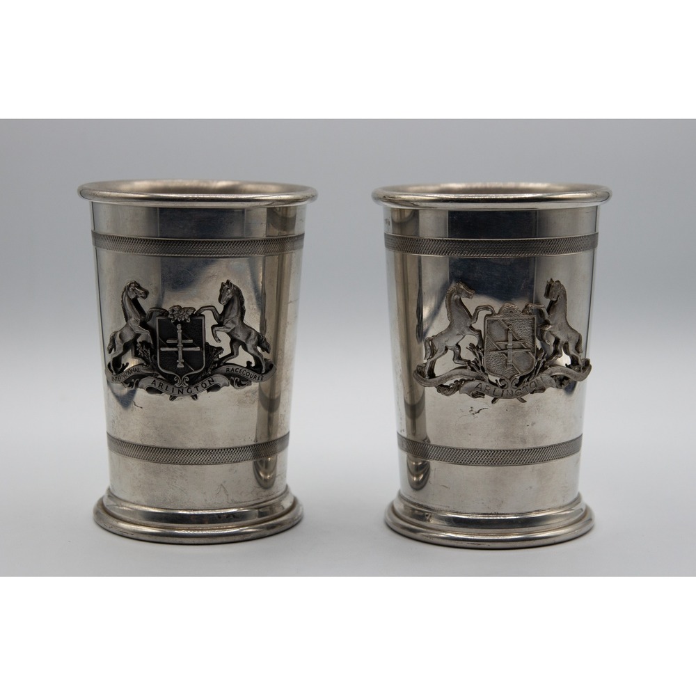 Salisbury Pewter Arlington International Racecourse Massachusetts Cup Pair Set 2